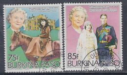 Burkina Faso N° 643 / 44 O 85è Anniversaire De La Reine Mère Elisabeth, Les 2 Valeurs Oblitérations Légères, TB - Burkina Faso (1984-...)