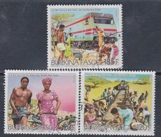 Burkina Faso N° 690 / 92 O La "bataille Du Rail" Au Burkina, Les 3 Valeurs Oblitérations Légères, TB - Burkina Faso (1984-...)