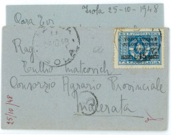 P2569 - ITALIA , LITOPRALE SLOVENO OCCU. MILITARE JUGOSLAVA , L 15 ISOLATO IN TARIFFA PER L’ESTERO 1948 - Occup. Iugoslava: Litorale Sloveno