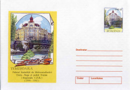 131  Aviron, Rames: PAP 2001 - Rowing Oars On Postal Stationery Cover From Timisoara, Romania - Aviron