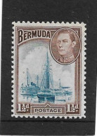 BERMUDA 1938 1½d DEEP BLUE AND PURPLE-BROWN SG 111 MOUNTED MINT  Cat £12 - Bermuda