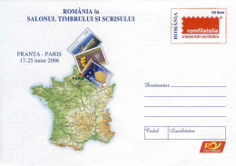 131  Salon Du Timbre Paris 2006, Carte De France: PAP De La Roumanie - Map On Postal Stationery Cover - Esposizioni Filateliche