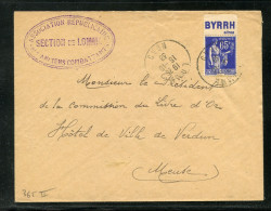 PAIX 65c Bleu Avec Bde PUBLICITAIRE  BYRRH - CITRON - OB 18/10/1938 - Lettres & Documents