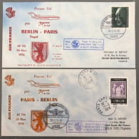 France, Premier Vol Paris, Berlin 28.3.1976 - 2 Enveloppes - (B1467) - Premiers Vols