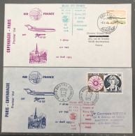 France, Premier Vol Paris, Copenhague 1.4.1975 - 2 Enveloppes - (B1472) - Erst- U. Sonderflugbriefe