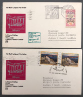 Allemagne, Premier Vol Jeddah, Athen, Frankfurt - 2 Enveloppes - (B1489) - Premiers Vols