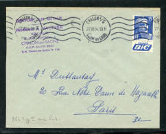 GANDON 15F Bleu Avec Bde PUBLICITAIRE  BIC  - POINTE - OB  27/06/1954 - Cartas & Documentos