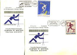 133  Canoë-kayak, Jeux Olympiques De 1976 - Summer Olympics Montreal,  Kayak Canoe: 2 Pictorial Cancels From Bucharest - Kano