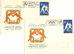 133  Lutte, Jeux Olympiques De 1976 - Summer Olympics Montreal, Wrestling : 2 Pictorial Cancels From Bucharest - Ringen