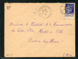 PAIX 65C Bleu Avec Bde PUBLICITAIRE  COMPTE COURANT  - L'OUVERTURE - OB  13/12/1937 - Lettres & Documents