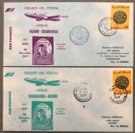 France, Premier Vol (Air France) Casablanca, Agdir, 4.11.1977 - 2 Enveloppes - (B1493) - Primeros Vuelos