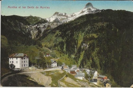 SUISSE CANTON DE VAUD MORCLES ET DENTS DE MORCLES CACHET POSTE DE CAMPAGNE N°5 AU DOS - Morcles