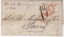 !!! MARQUE POSTALE DE LA HAVANE POUR PARIS DE 1853, AVEC TEXTE - Prefilatelia