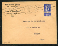 PAIX 65c Bleu Avec Bde PUBLICITAIRE  TETRA -  OB 16/05/1938 - Lettres & Documents