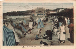 FRANCE - Hendaye - La Plage Et Le Casino - Animé - Tentes - Colorisé - Carte Postale Ancienne - Hendaye