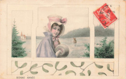 FÊTES ET VOEUX - Nouvel An - Une Femme Dans La Prairie - Colorisé - Carte Postale Ancienne - Nouvel An