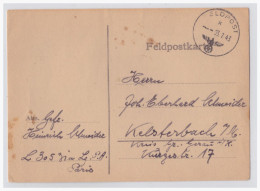 Dt- Reich (001013) Feldpostkarte, Gelaufen Am 3.7.1943, Einheit In Paris!! - Feldpost 2e Guerre Mondiale