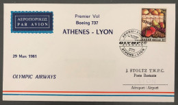 Grèce, Premier Vol AThenes, Lyon 29.3.1981 - (B1560) - Briefe U. Dokumente