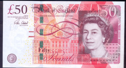 UK Great Britain 50 Pounds 2010 UNC P- 393b < Bank Of England > Signature: V. Cleland - 50 Pounds