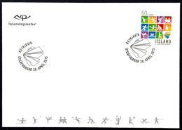 ISLANDE - 2015 - Enveloppe FDC - Tennis Table Natation Volley Judo Golf Basket EGT - Tennis De Table