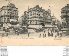 BRUXELLES. Tramways Hippomobiles Place De La Bourse Et Boulevard Anspach 1903 - Lanen, Boulevards