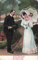 COUPLE - De Plus Belles Dentelles - Un Couple En Pleine Discussion - Promenade - Canne - Carte Postale Ancienne - Paare