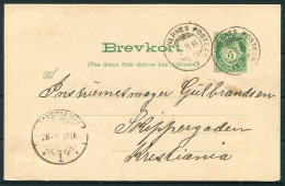 1895 Norway 5 Ore Stationery Postcard Railway Postexp.  - Covers & Documents