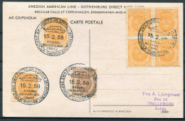 1958 Sweden Swedish American Line Postcard MS GRIPSHOLM "Around South America Cruise" - Cartas & Documentos