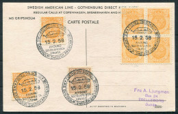 1958 Sweden Swedish American Line Postcard MS GRIPSHOLM "Around South America Cruise" - Covers & Documents