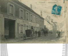 (Ro) 28 EPERNON. Attelage D'un Cheval Au Fiacre Devant Hôtel De L'Ouest Tenu Par Jauneau 1922 - Epernon