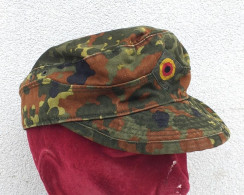 Berretto Da Campo Tedesco Bundeswehr Mimetismo Flecktarn Tg. 57 Circa - Copricapi