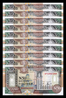 Somalia Lot 10 Banknotes 50 Shillings 1991 Pick R2b Large Serial Sc Unc - Somalia