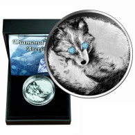 Ghana Coin 5 Cedis 2020 Blue Diamond Arctic Fox 1 Oz Silver Box Very Rare 02393 - Ghana