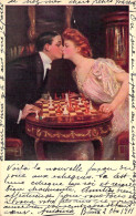 ILLUSTRATEUR - Jeu D'echec Entre Amoureux - Carte Postale Ancienne - Chess