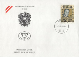 Austria Osterreich 1988 FDC Odon Von Horvath, Playwright Novelist Writer, Canceled In Wien - FDC