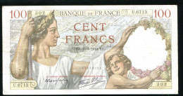 France, 100 Francs, SULLY, 1940, N° : U.6713-302, TTB (VF), Pick#94, F.26.21 - 100 F 1939-1942 ''Sully''