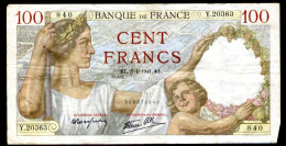 France, 100 Francs, SULLY, 1941, N° : Y.20363-840, TB (F), Pick#94, F.26.49 - 100 F 1939-1942 ''Sully''