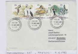 AAT 1983 Antarctic Wildlife Strip Of 5v  FDC Ca Mawson (AS154) - FDC