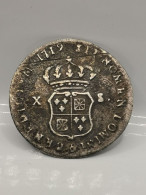 1/12 ECU 10 SOLS ARGENT 1719 & AIX DE NAVARRE LOUIS XV FRANCE - 1715-1774 Luis XV El Bien Amado