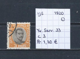 (TJ) IJsland 1920 - YT Service 33 (gest./obl./used) - Servizio
