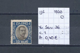 (TJ) IJsland 1920 - YT Service 36 (gest./obl./used) - Servizio