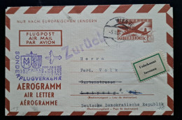 Österreich LUFTPOST 1965, Aerogramm LF7  WIEN Nach Leipzig "Unbekannt" - Brieven En Documenten