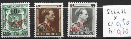 BELGIQUE SERVICE 32 à 34 * Côte 0.80 € - Mint