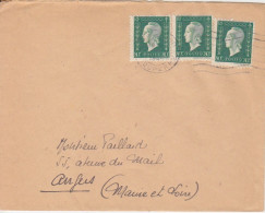 Lettre Obl. Flier Paris R. Dupere Le 19 - 4 1945 Sur 80c Dulac N° 688 X 3 Pour Angers - 1944-45 Marianne (Dulac)