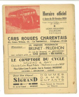 Carnet Cars Rouges Charentais , Horaire Officiel 1950 , La Rochelle - Vrachtwagens