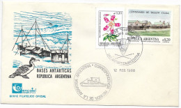 ARGENTINA 1988 COVER POSTMARKS ANTARCTIC BASE SAN MARTIN SHIPS MAPS - FDC