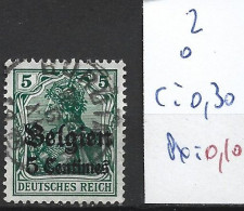 BELGIQUE ARMEE ALLEMANDE 2 Oblitéré Côte 0.30 € - Deutsche Armee