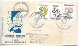 ARGENTINA 1989 COVER WITH POSTMARKS ANTARCTIC BASE BELGRANO ISLA LAURIE MAPS - FDC