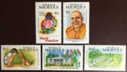 Mauritius 1992 Anniversaries & Events Flowers Dogs MNH - Maurice (1968-...)