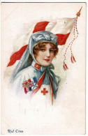 Carte Illustrée A Vivian Mansell & Co "Red Cross" Belle Infirmière, Drapeaux Alliés & Croix Rouge - Pas Circulé - Croix-Rouge